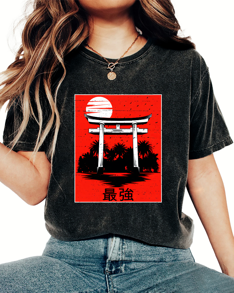 The Strongest Slogan Pattern in Japanese Style Vintage Distressed T-shirt-Zazasy