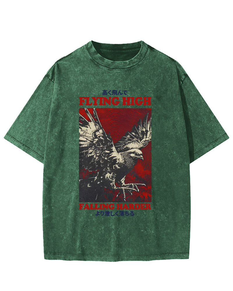 Flying Higher Falling Harder Vintage Washed T-shirt-Zazasy