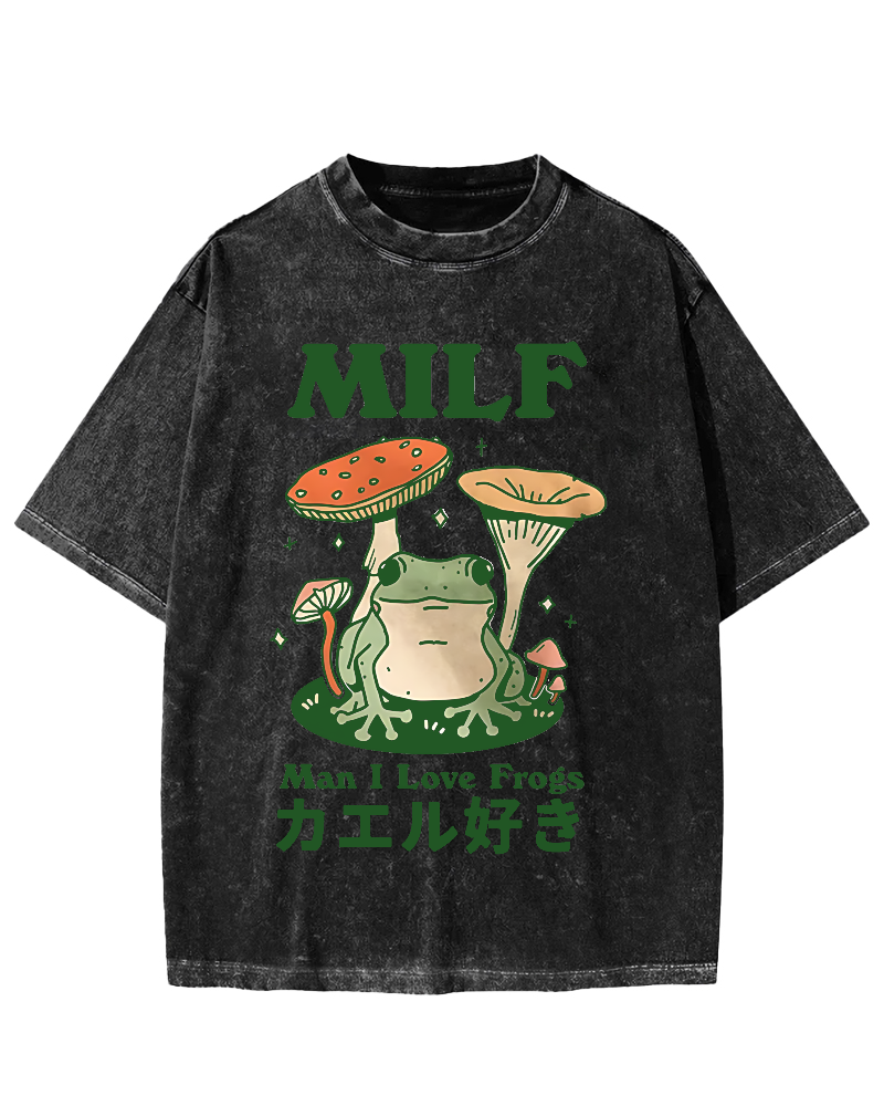 Funny MILF Froggy Vintage Washed T-shirt