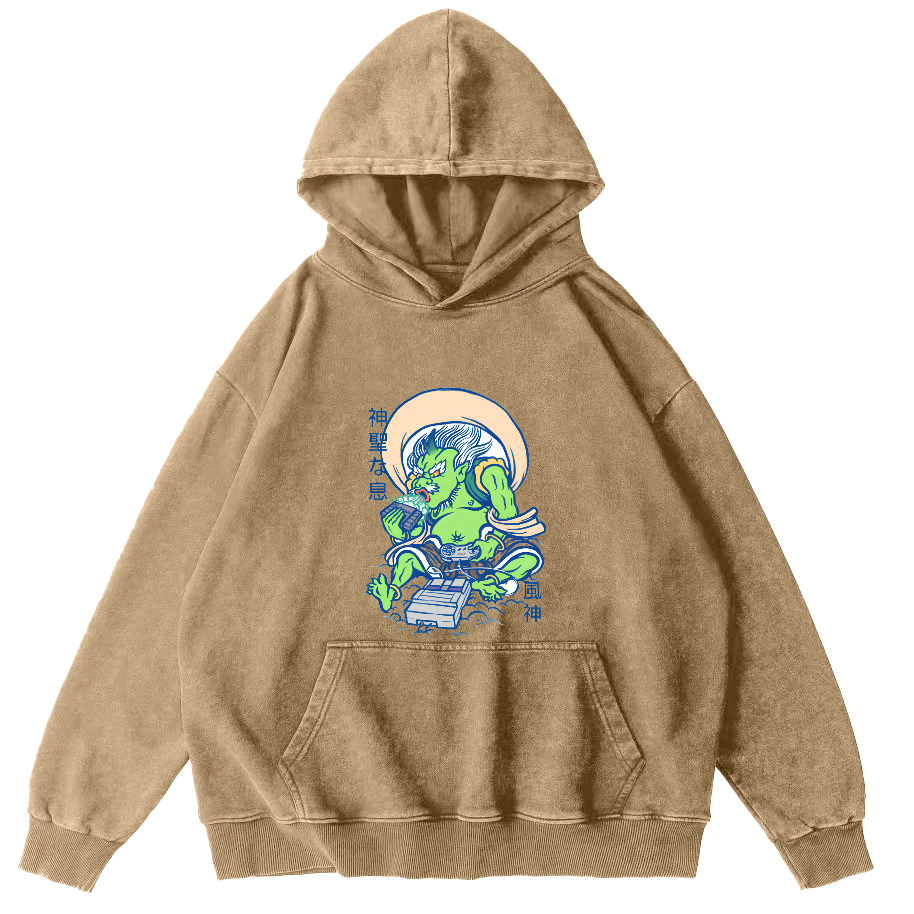 Cartoon Japanese Monster Vintage Distressed Hoodie-Zazasy