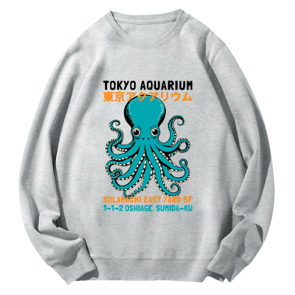 Tokyo Octopus Round Neck Sweatshirt-Zazasy