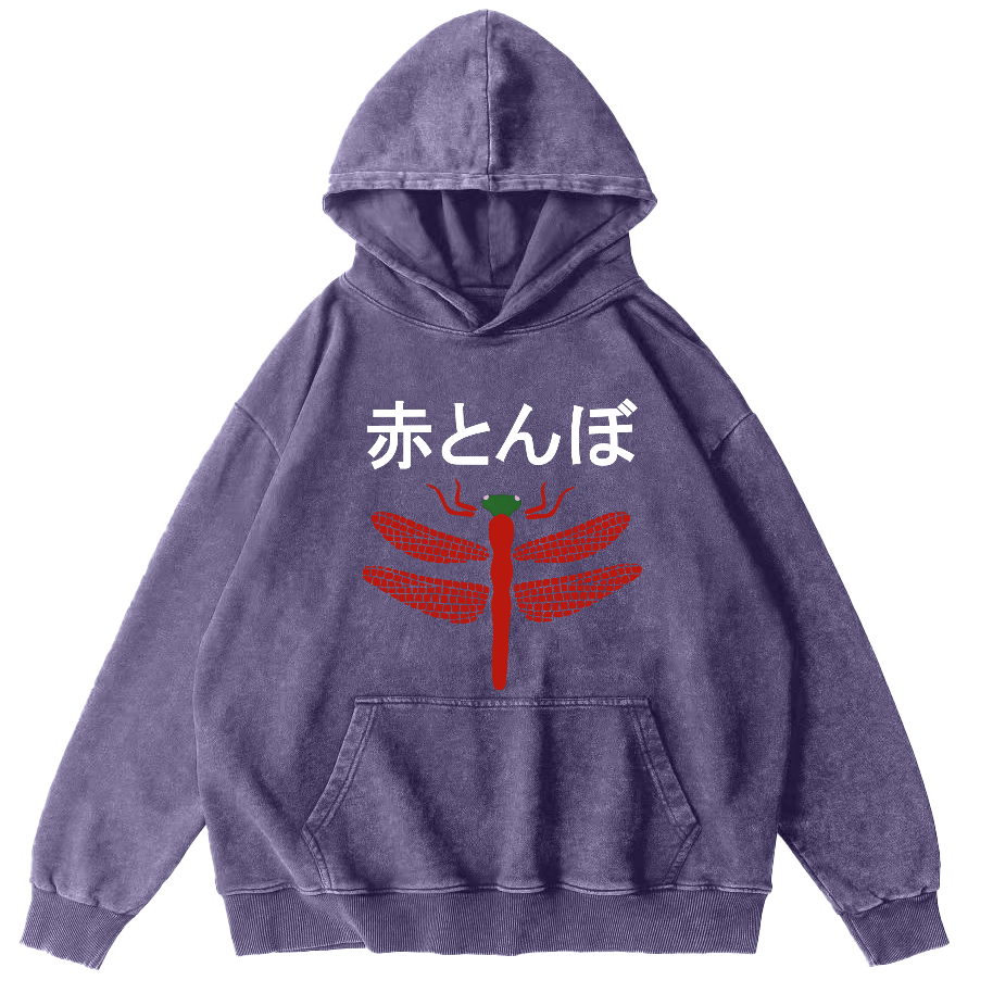 Japanese Dragonfly Vintage Distressed Hoodie-Zazasy