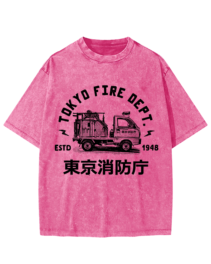 Tokyo Fire Department Vintage Washed T-shirt-Zazasy