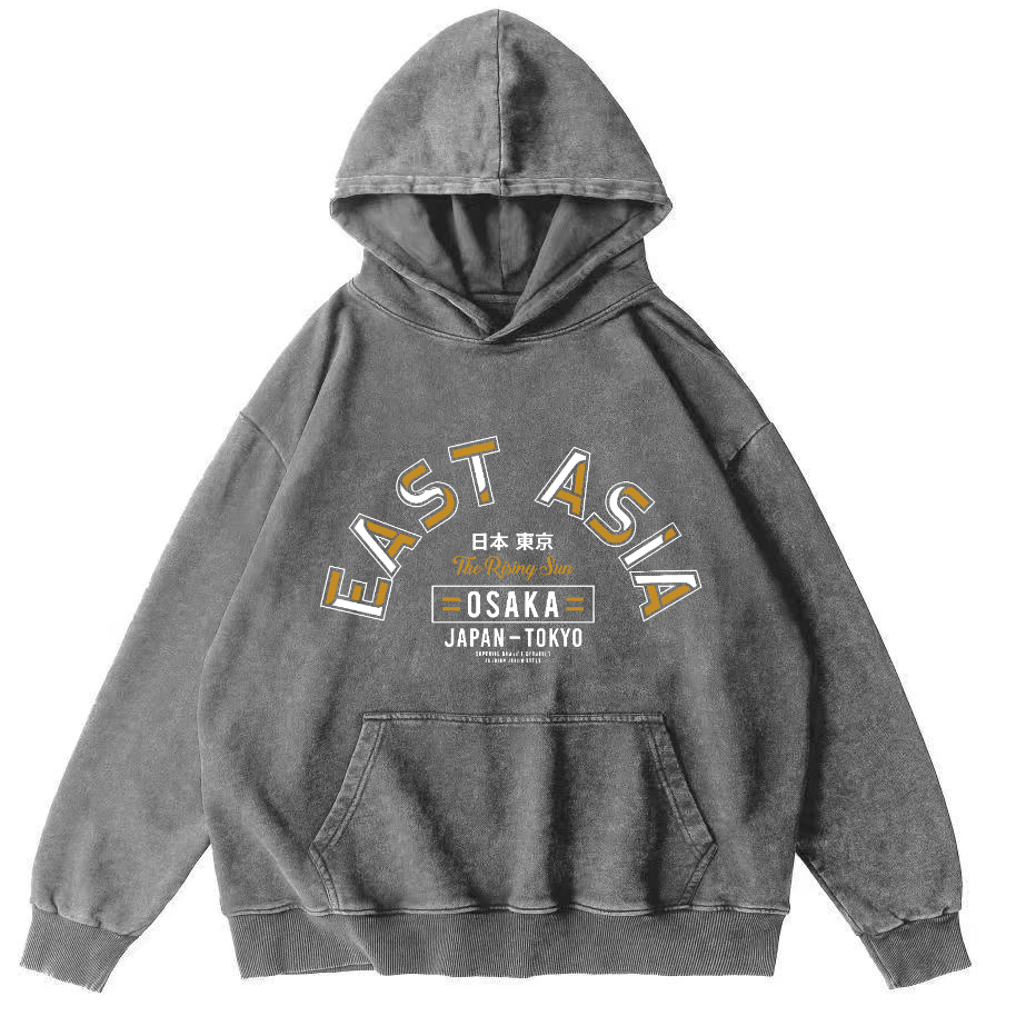 East Asia ﻿Vintage Washed Hoodie-Zazasy