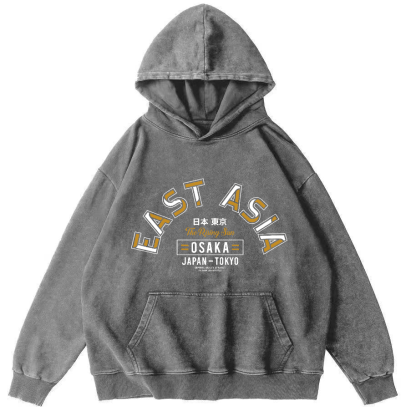 East Asia ﻿Vintage Washed Hoodie-Zazasy