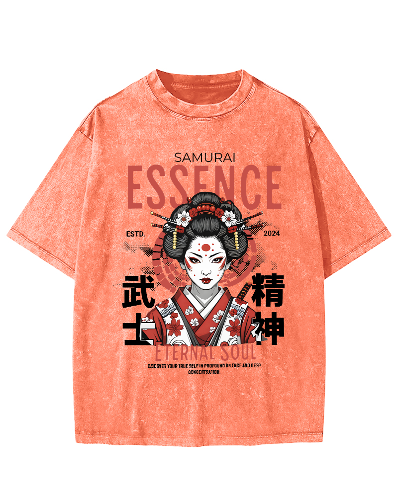 Samurai Spirit Japanese Vintage Distressed T-shirt-Zazasy