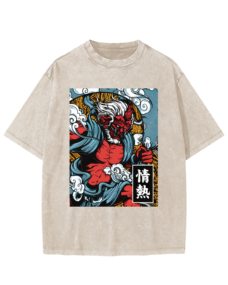 Passionate Japanese Text Vintage Distressed T-shirt-Zazasy