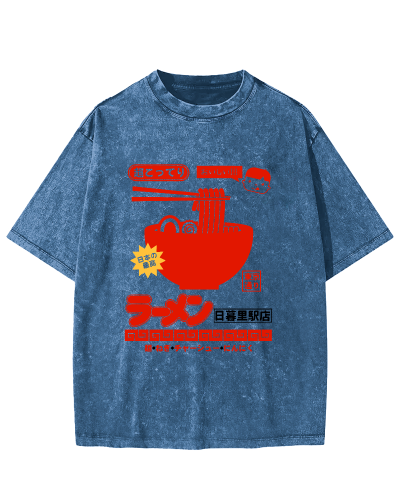 Tokyo Lamian Noodles Vintage Washed T-shirt-Zazasy
