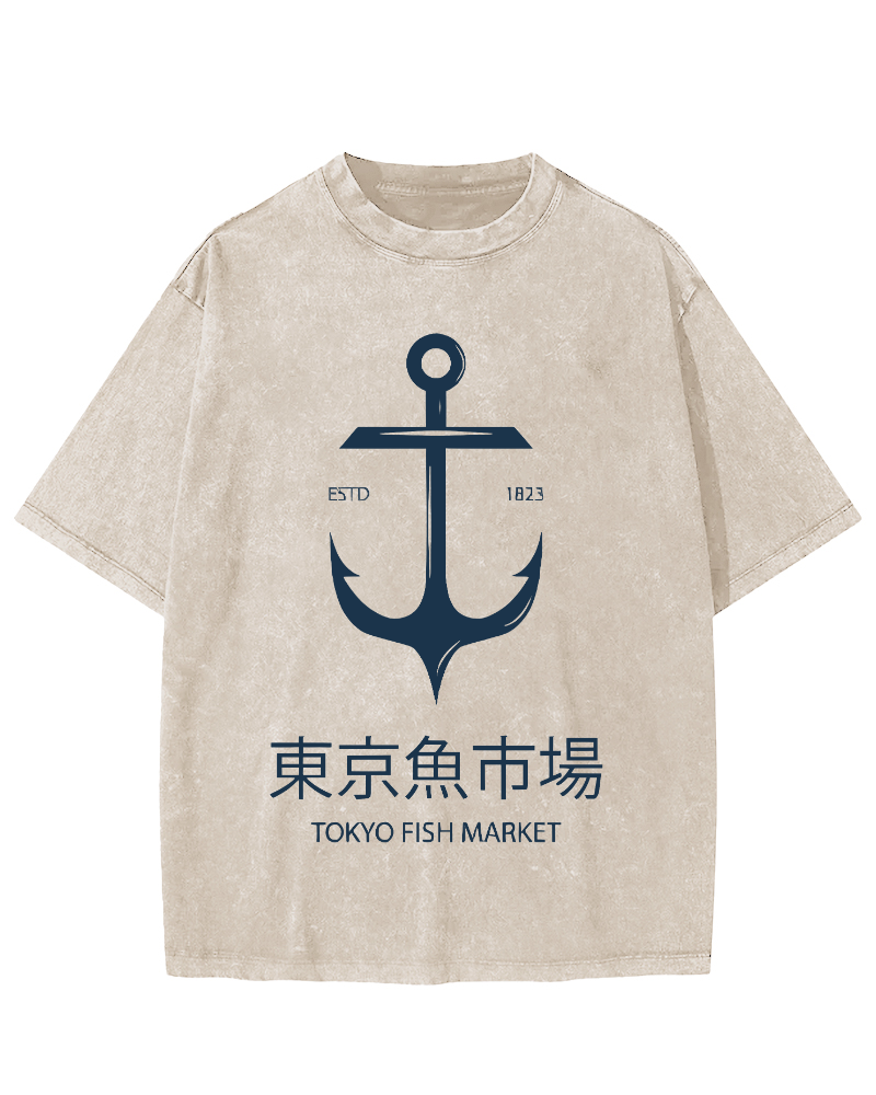 Tokyo Fish Market Vintage Washed T-shirt-Zazasy