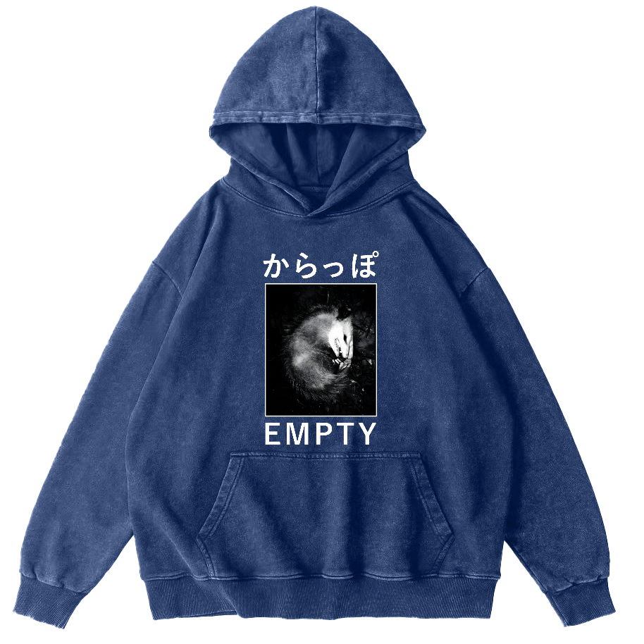 EMPTY Japanese Opossum Vintage Washed Hoodie-Zazasy