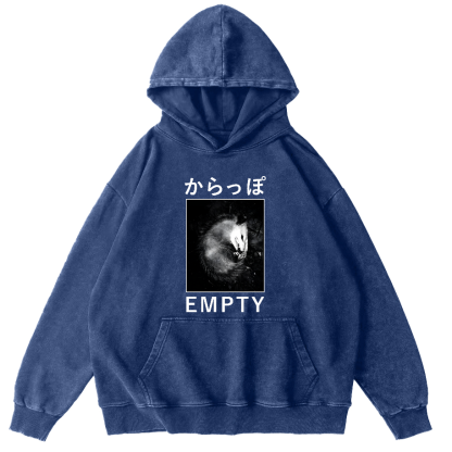 EMPTY Japanese Opossum Vintage Washed Hoodie-Zazasy