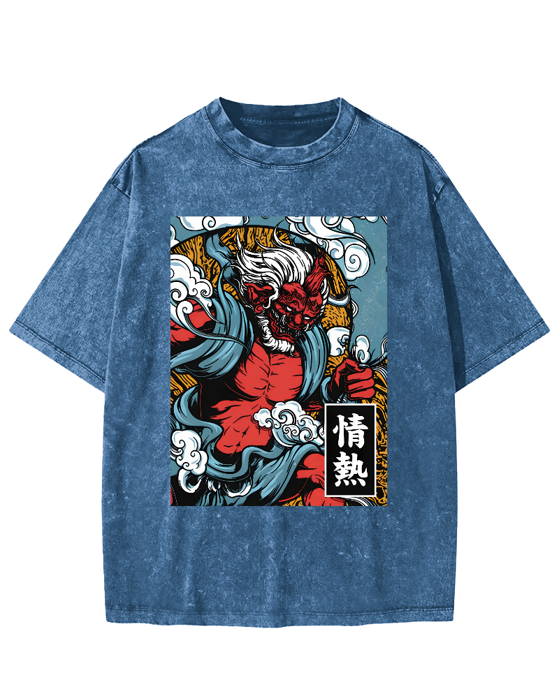 Passionate Japanese Text Vintage Distressed T-shirt-Zazasy