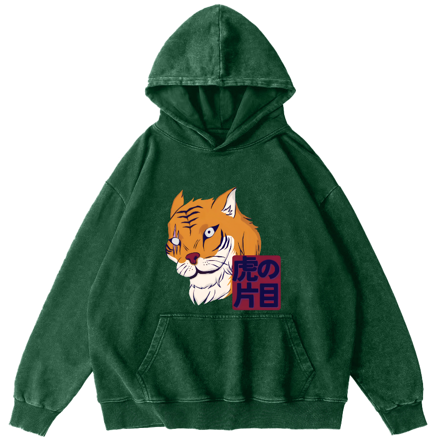 Japanese Tiger Vintage Washed Hoodie-Zazasy