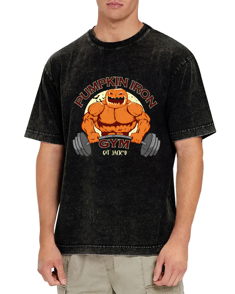 Pumping Iron Vintage Washed T-shirt-Zazasy
