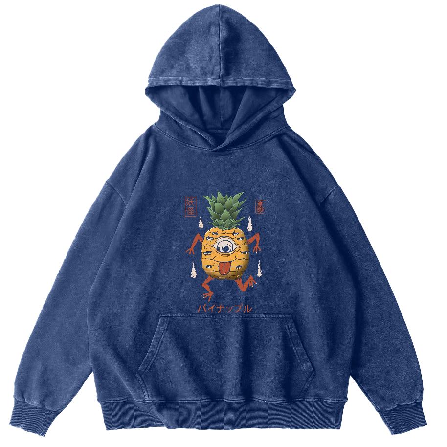 Funny Fruit Pineapple Japanese Style Vintage Distressed Hoodie-Zazasy