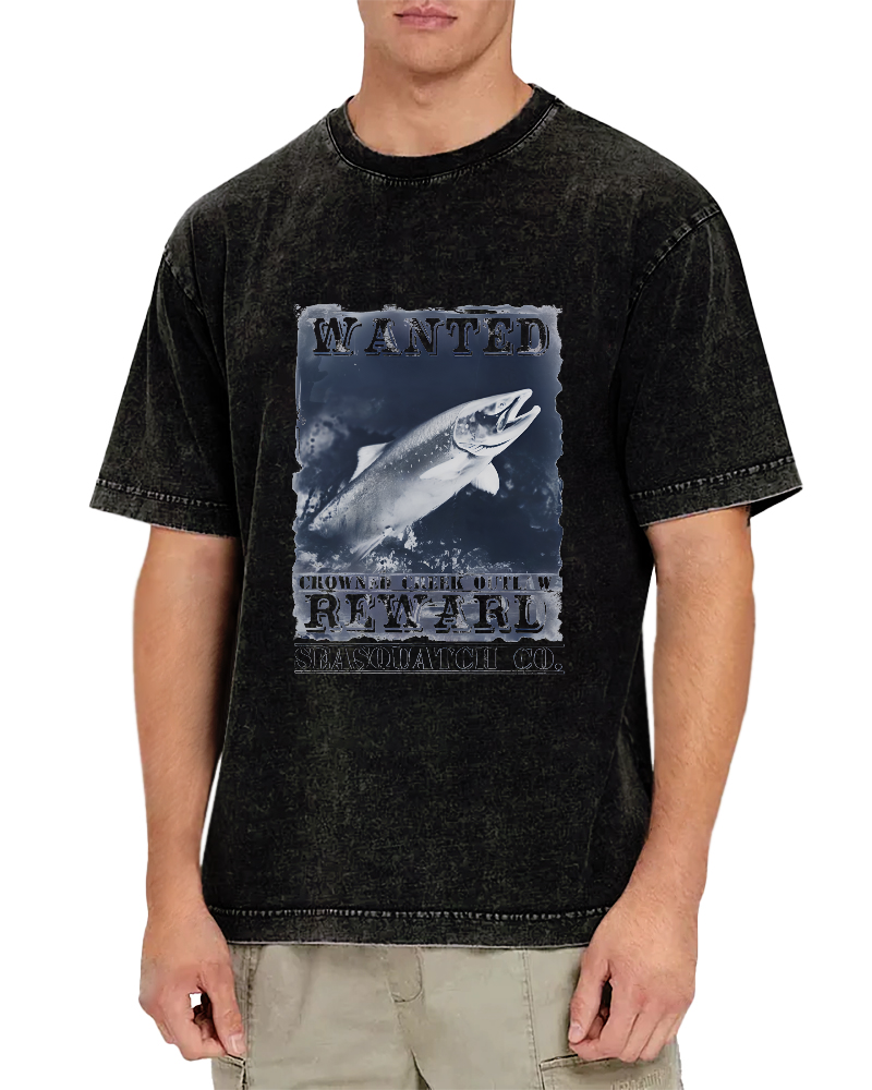 Japanese Sea Fish Pattern Vintage Distressed T-shirt-Zazasy