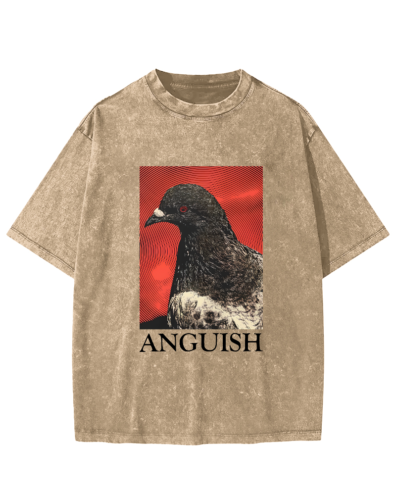 Retro Pigeon Pattern Vintage Distressed T-shirt-Zazasy