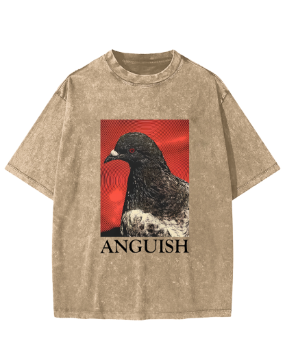 Retro Pigeon Pattern Vintage Distressed T-shirt-Zazasy