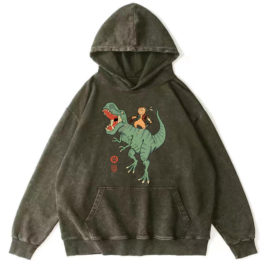 Samurai in Battle, Japanese Style Vintage Distressed Hoodie-Zazasy