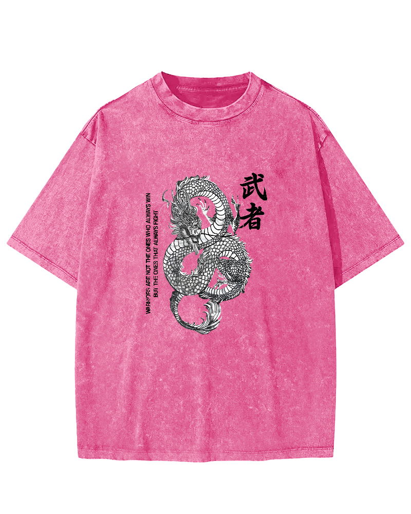 Japanese Martial Dragon Pattern Vintage Distressed T-shirt-Zazasy