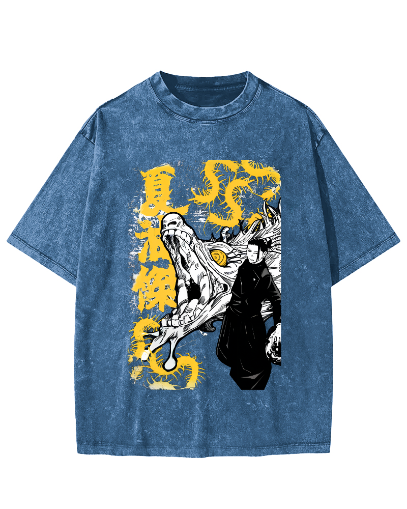 Crocodile Monster Japanese Style Vintage Washed T-shirt-Zazasy