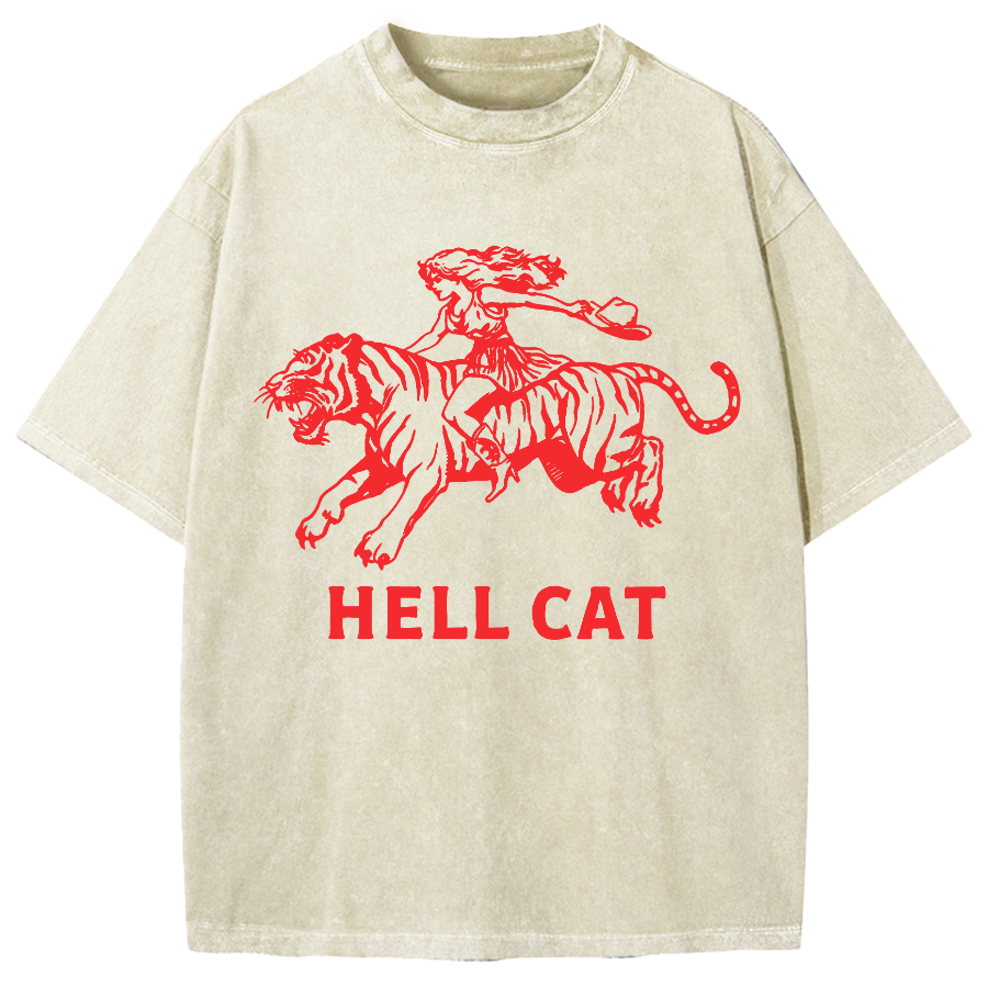 Cowgirl Hell Cat Vintage Washed T-shirt