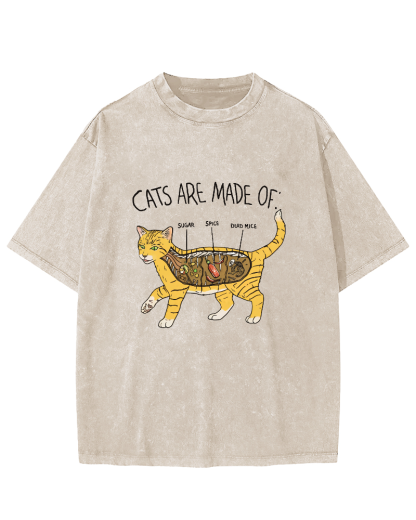 Abstract Cat Japanese Wash T-shirt-Zazasy