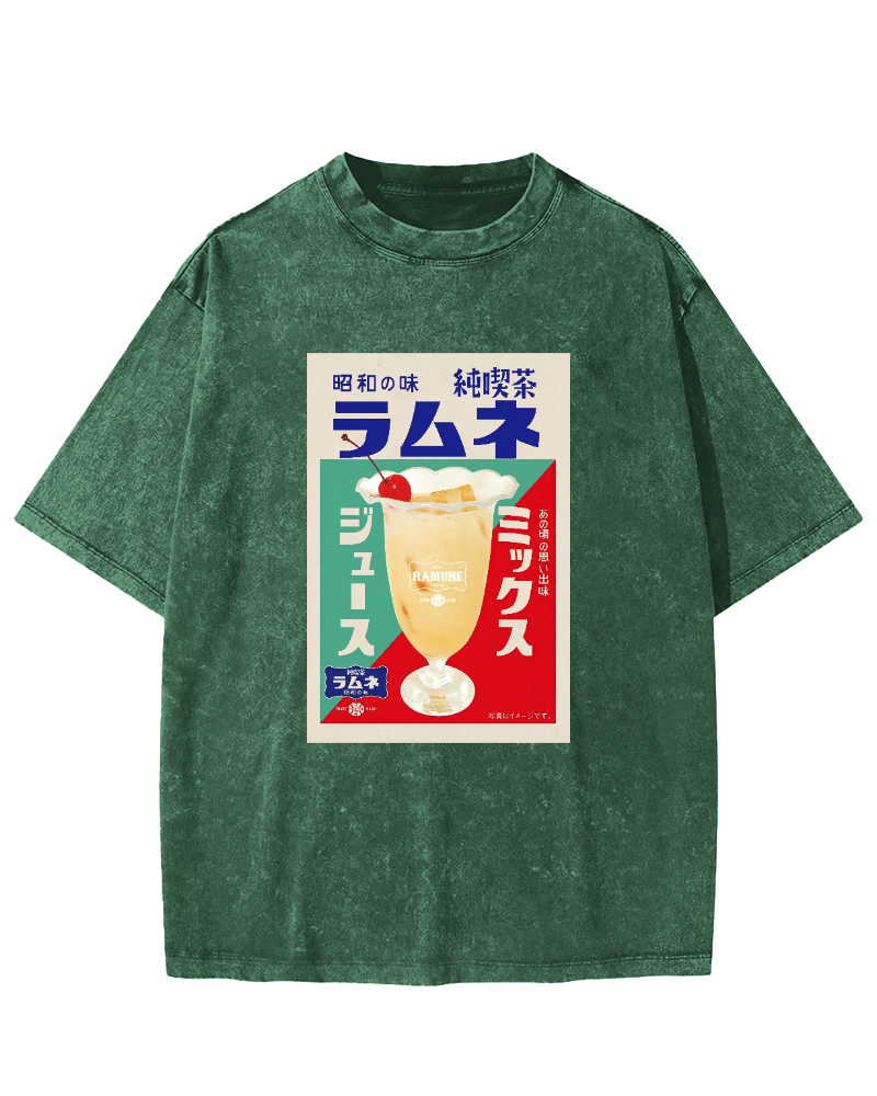 Ramune Japanese carbonated soft drink Vintage Washed T-shirt