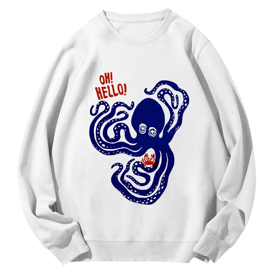 Octopus Japanese Round Neck Sweatshirt-Zazasy