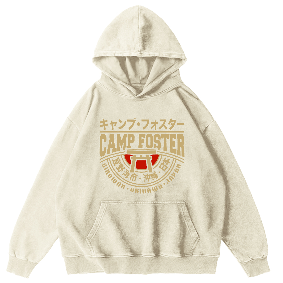 Japanese Okinawa Retro Style Vintage Washed Hoodie-Zazasy