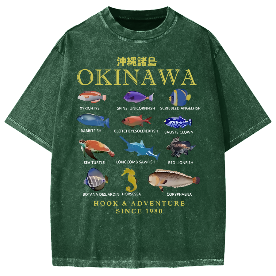 Okinawa Islands Fish Vintage Washed T-shirt