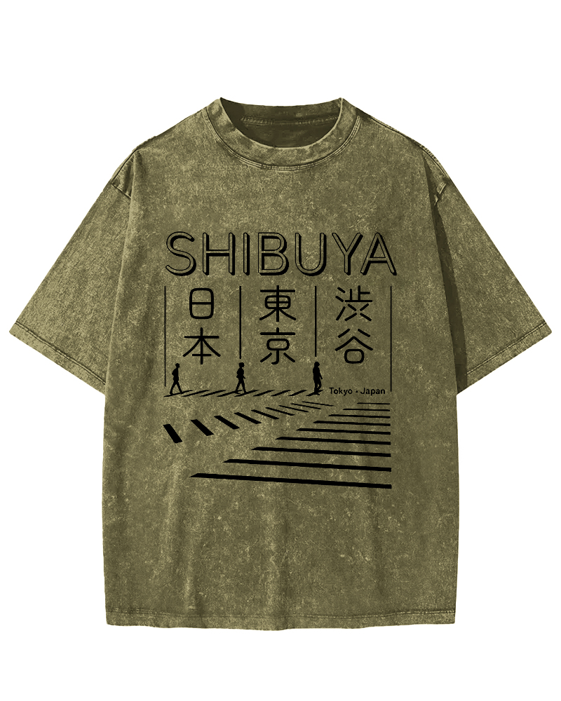 Shibuya Vintage Washed T-shirt-Zazasy