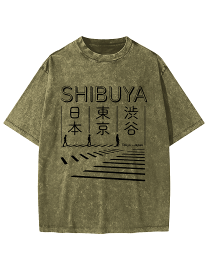Shibuya Vintage Washed T-shirt-Zazasy