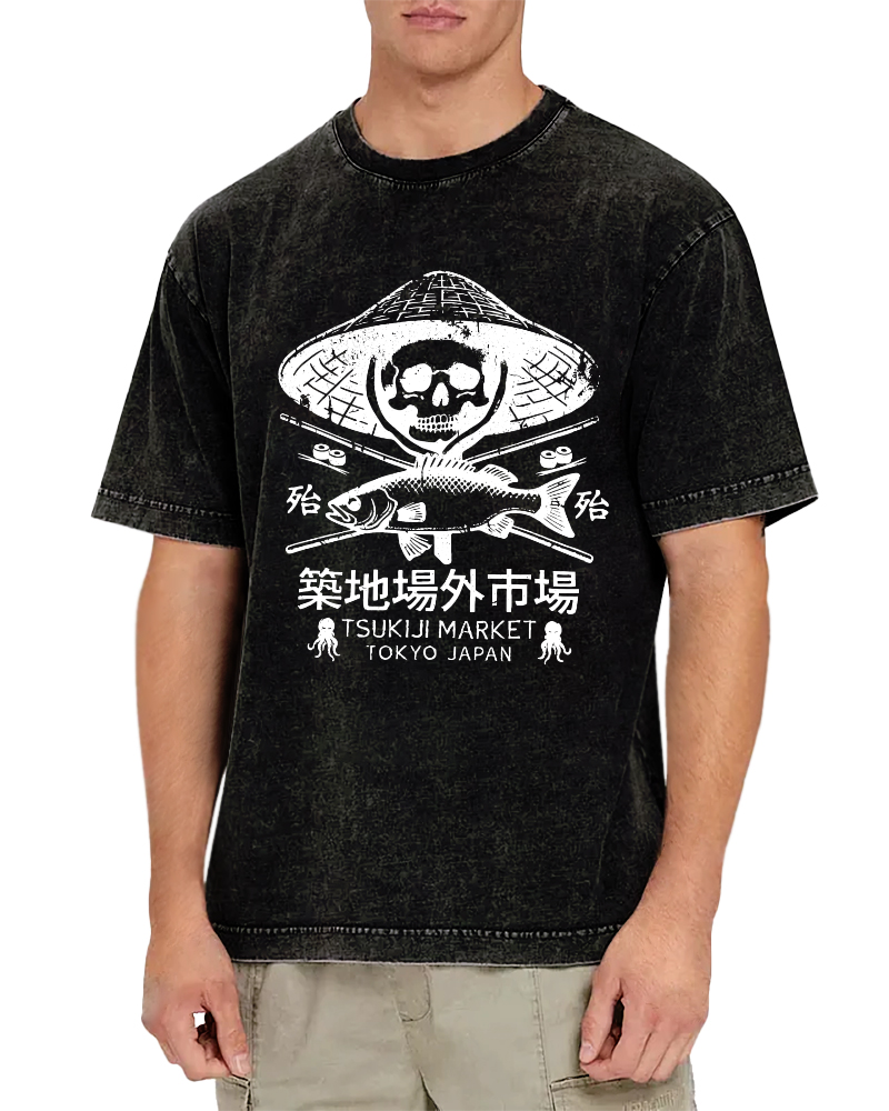 Off Site Market of Tsukiji Vintage Washed T-shirt-Zazasy