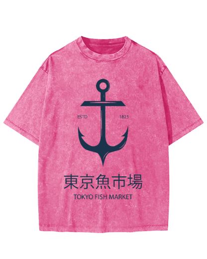 Tokyo Fish Market Vintage Washed T-shirt-Zazasy