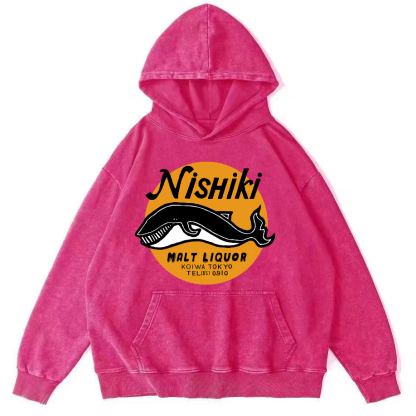 Ximu Whale Vintage Distressed Hoodie-Zazasy