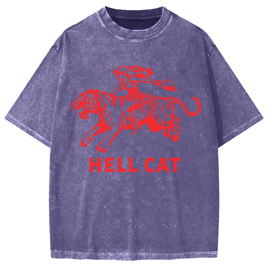 Cowgirl Hell Cat Vintage Washed T-shirt