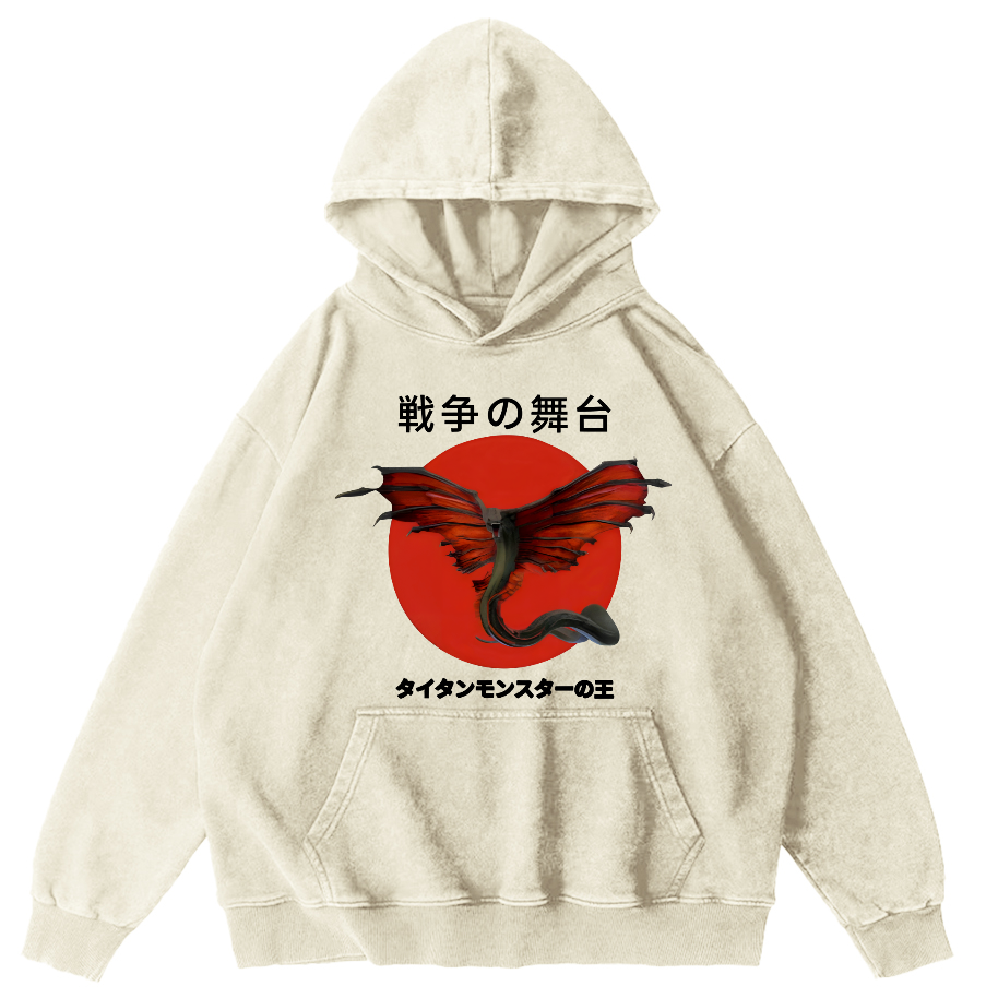 Battle Bat Vintage Washed Hoodie-Zazasy