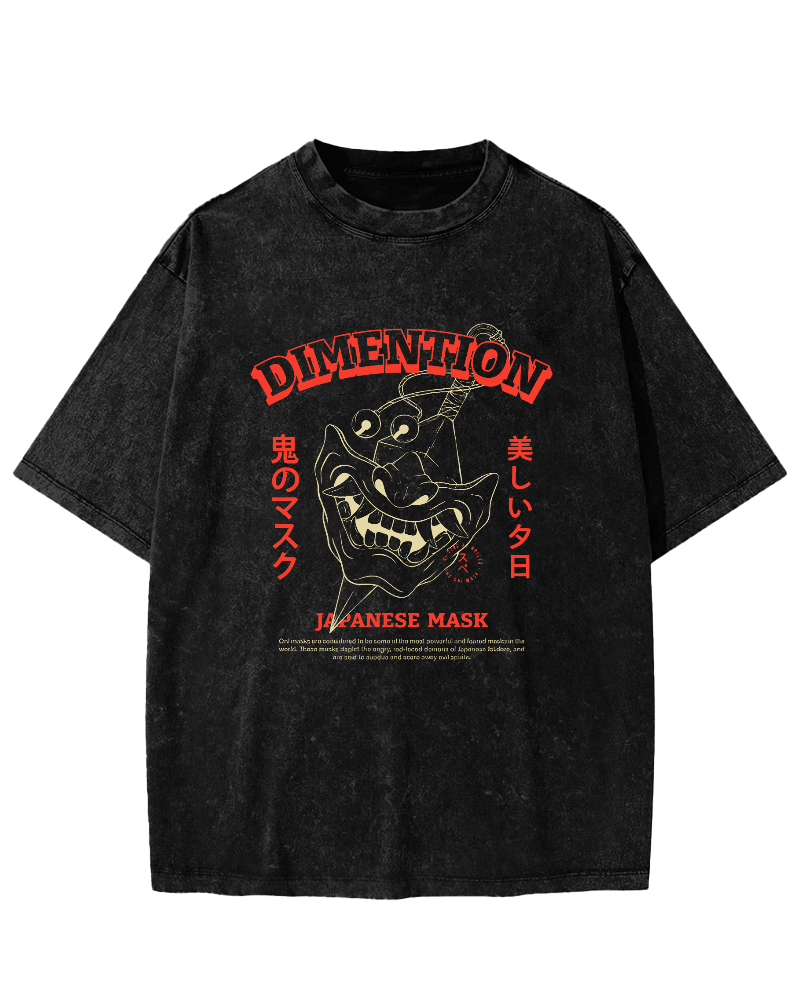 Japanese Cultural Patterns Vintage Distressed T-shirt-Zazasy