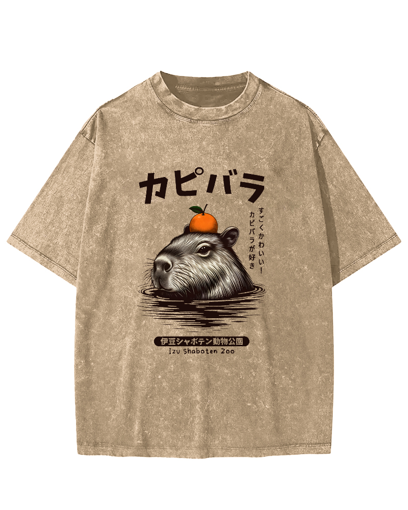 Japanese Mouse Pattern Vintage Distressed T-shirt-Zazasy