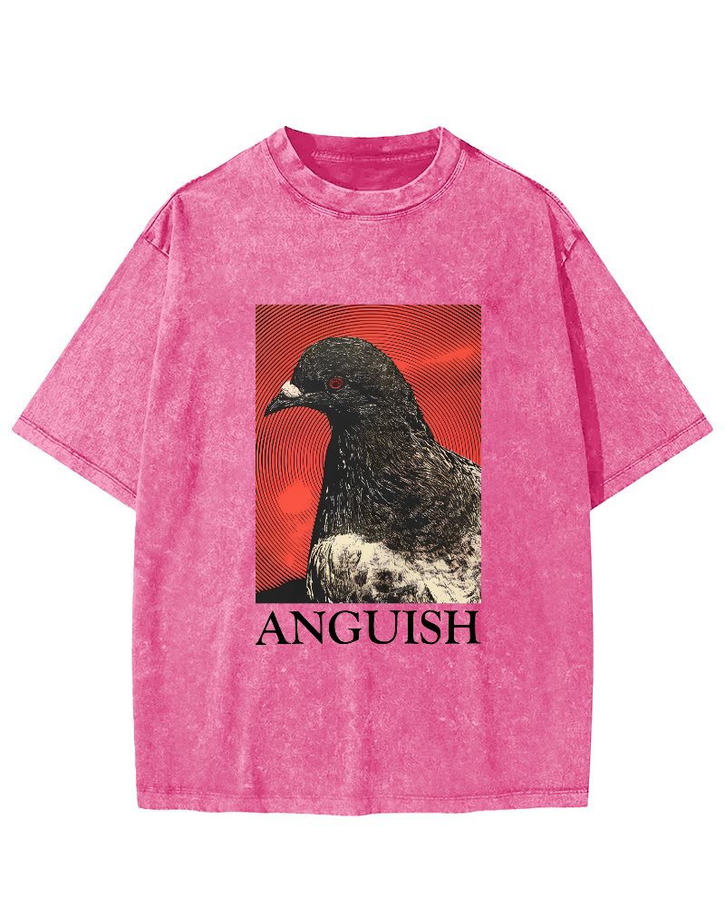 Retro Pigeon Pattern Vintage Distressed T-shirt-Zazasy