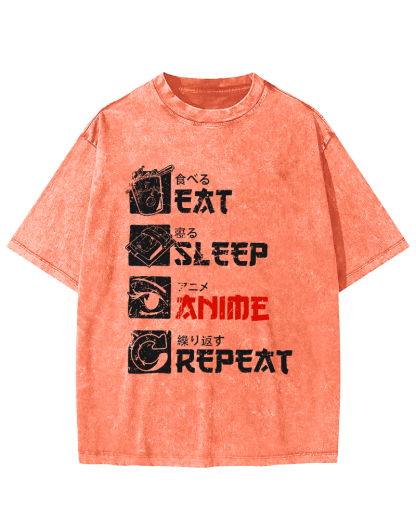 Daily Japanese Script Vintage Washed T-shirt-Zazasy