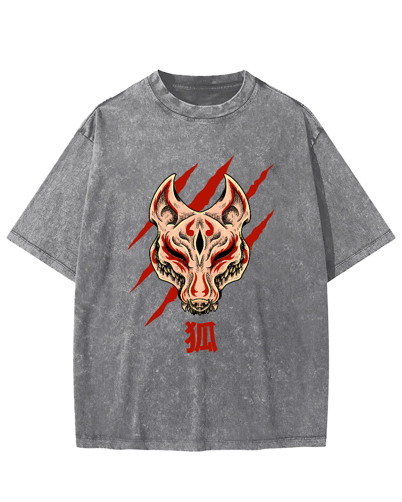 Fierce Fox Japan Vintage Washed T-shirt-Zazasy
