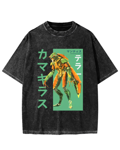 Mantis Monster Japanese Style Vintage Washed T-shirt-Zazasy