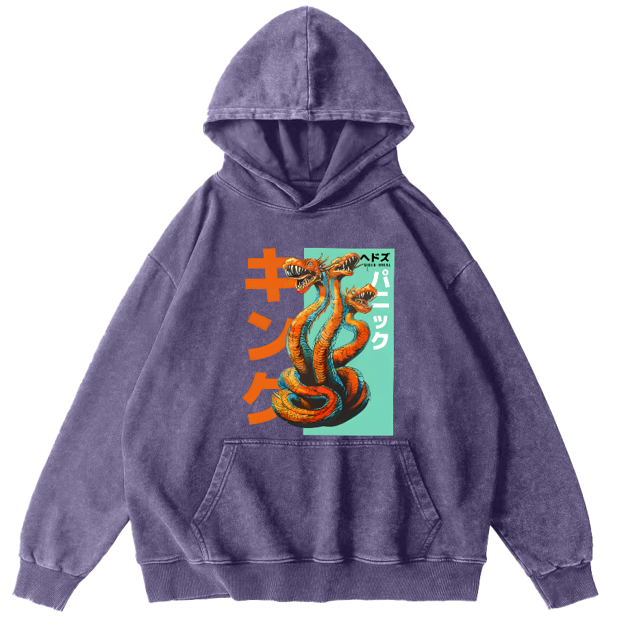 Queen Hydra Monster  Vintage Washed Hoodie-Zazasy