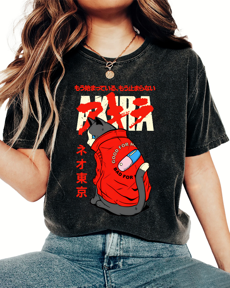 Cats in Tokyo Vintage Distressed T-shirt-Zazasy