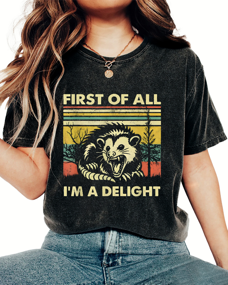 First Of All I'm A Delight Vintage Distressed T-shirt-Zazasy