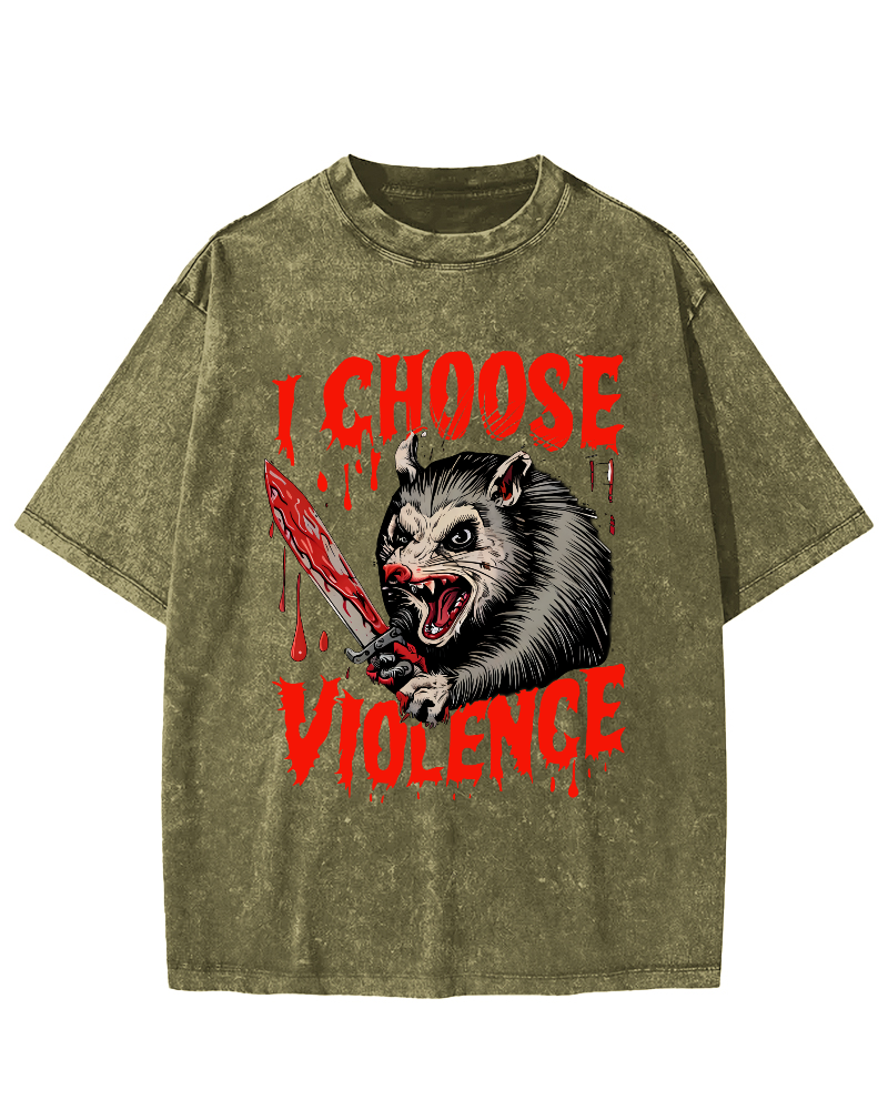 I Choose Violence Vintage Distressed T-shirt-Zazasy