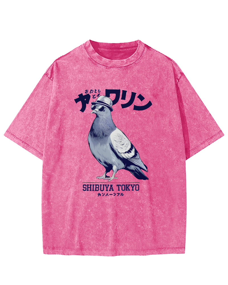 Shibuya pigeon Vintage Washed T-shirt