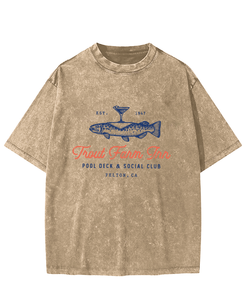Japanese Seafood Vintage Washed T-shirt-Zazasy